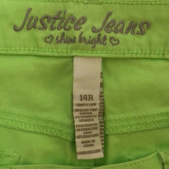 Justice Jeans neon yellow/light green pants - Picture 4 of 4